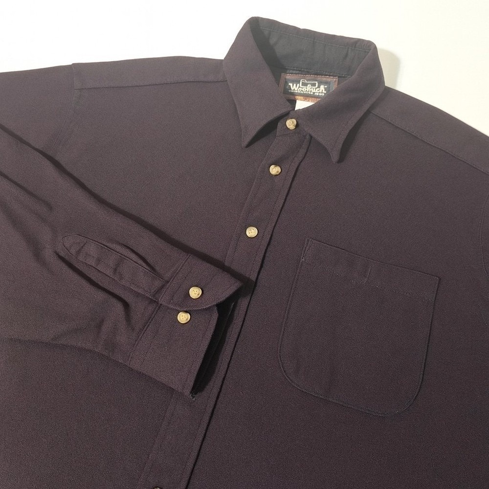 Woolrich Woolen Mills Mens XL Purple Wool‎ Button Shirt  VTG 70s 80s